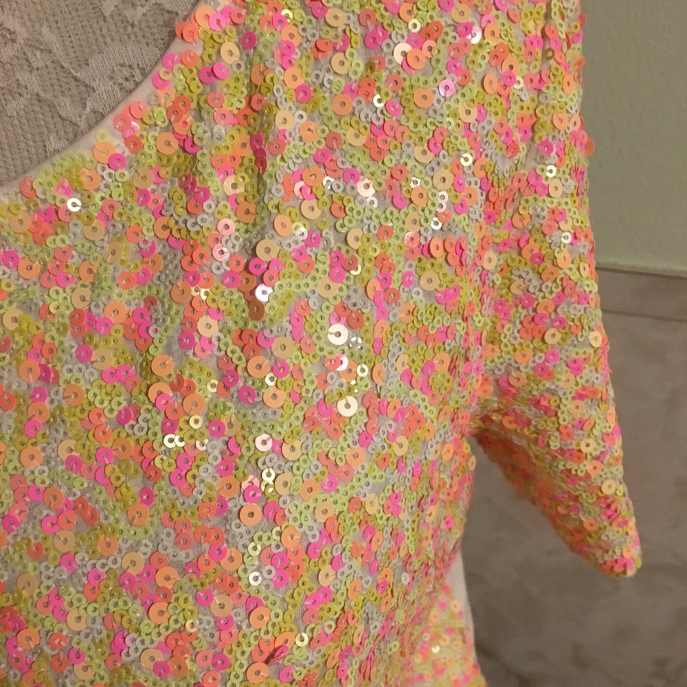 J. Crew Neon Sequin Tee XS